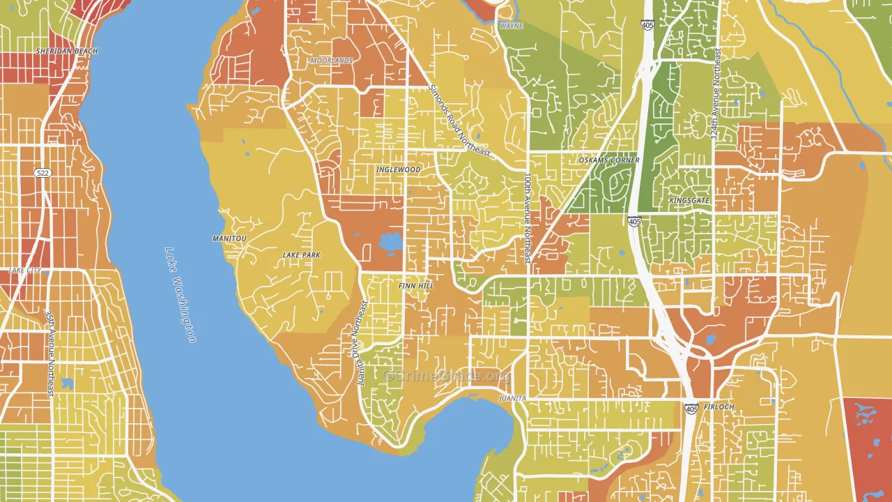 Inglewood-Finn Hill, WA Map of Vehicle Theft Rates
