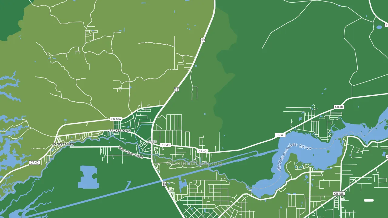 Inglis, FL Map of Vehicle Theft Rates