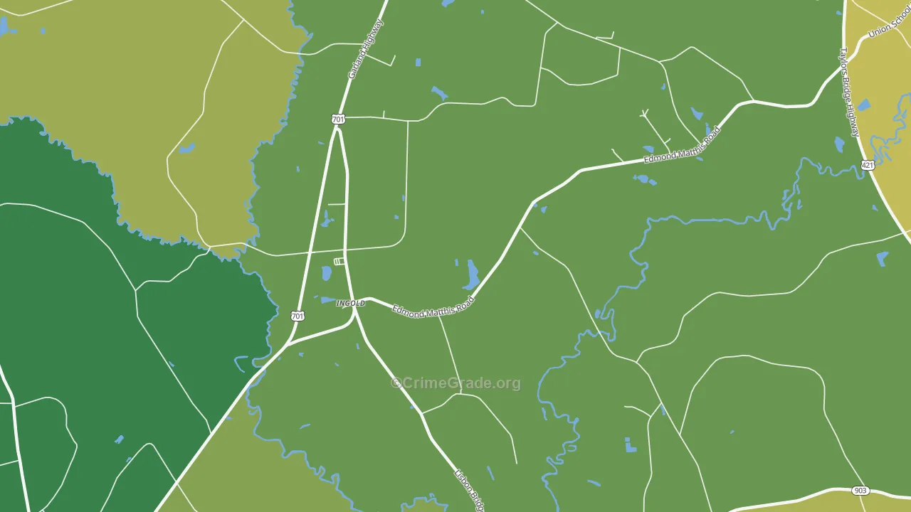 Ingold, NC Map of Vehicle Theft Rates