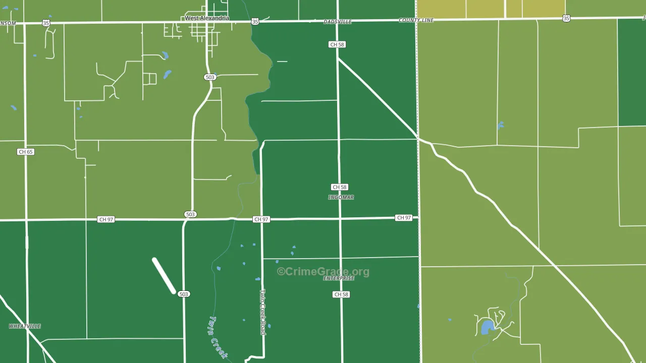 Ingomar, OH Map of Vehicle Theft Rates