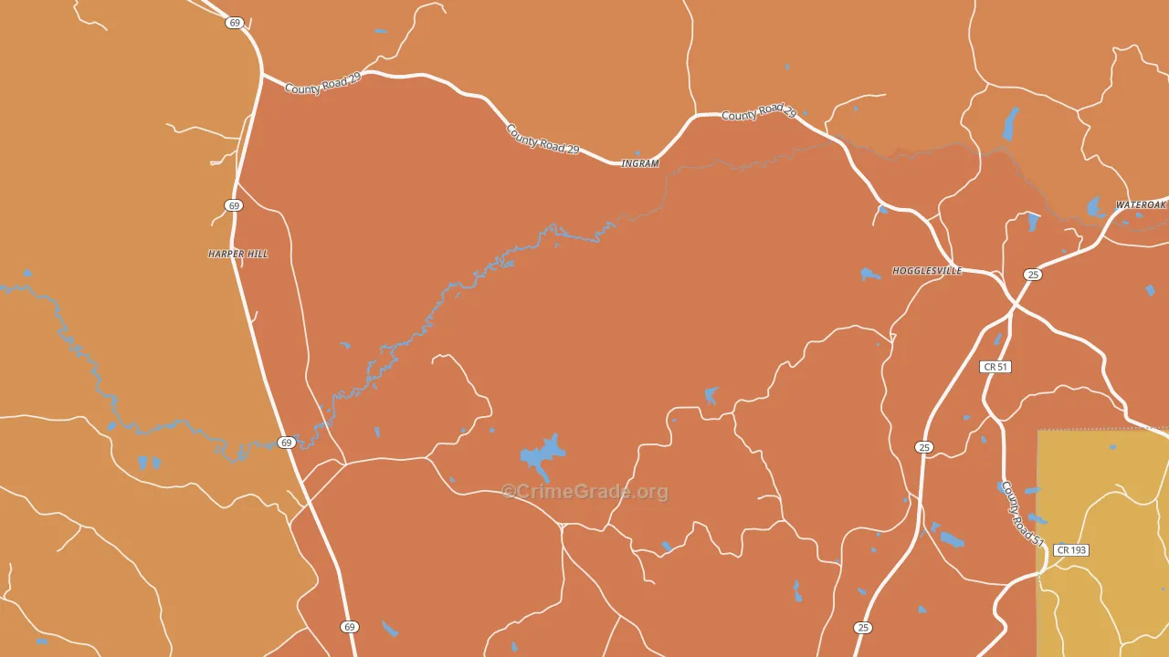 Ingram, AL Map of Vehicle Theft Rates