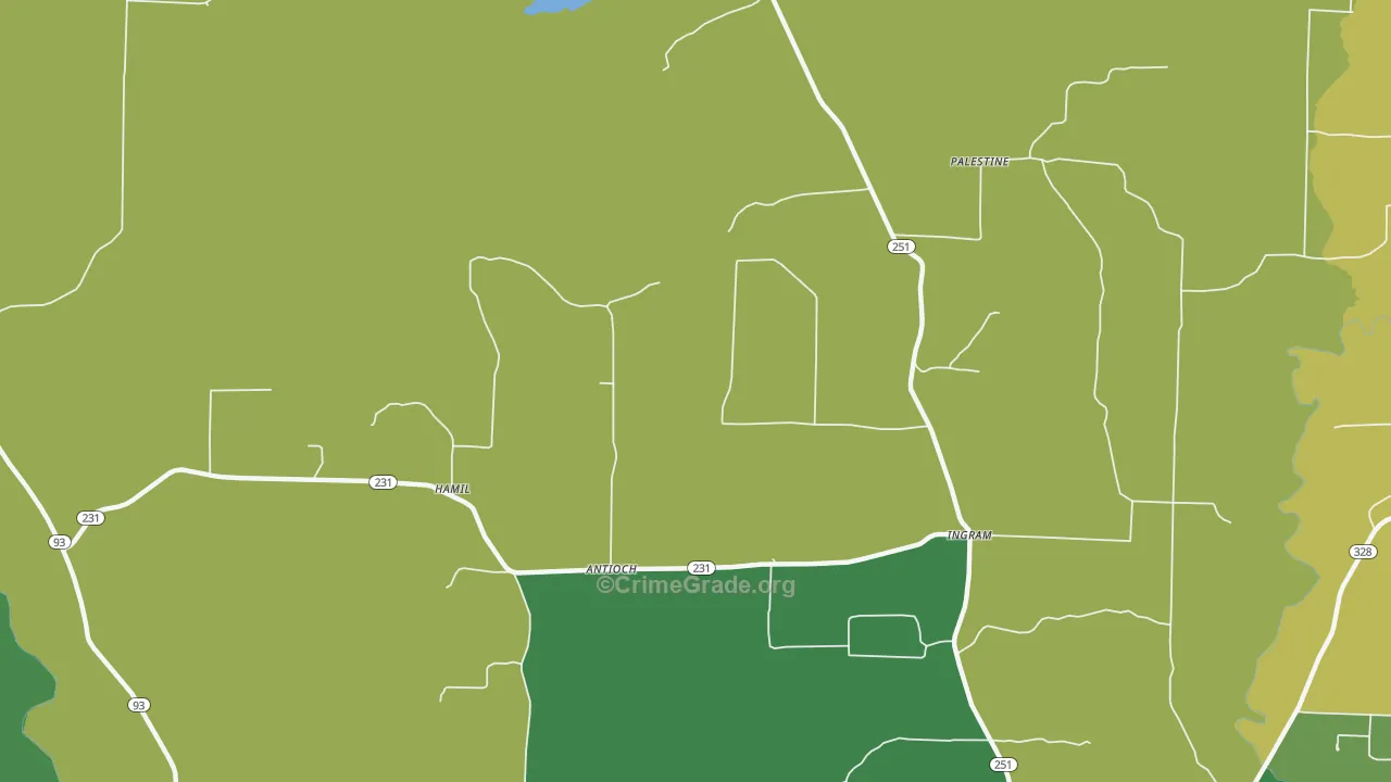 Ingram, AR Map of Vehicle Theft Rates