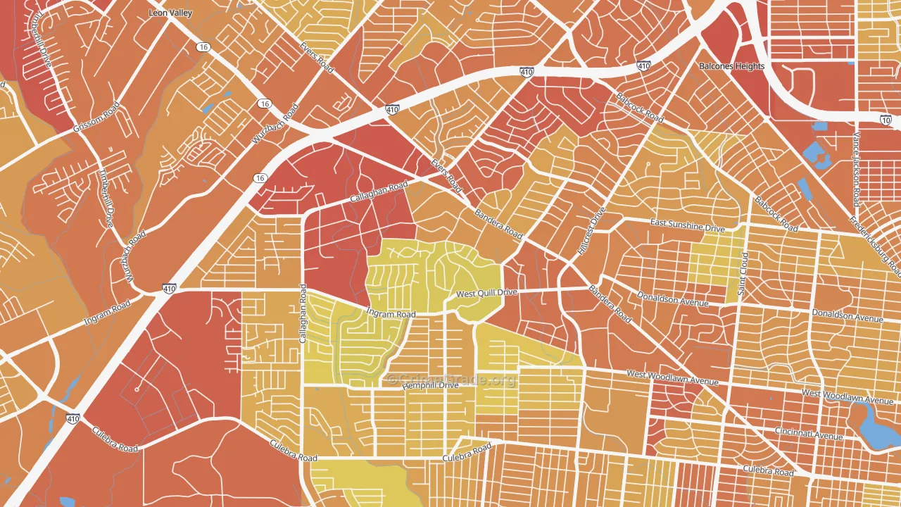 Ingram Hills, San Antonio, TX Map of Vehicle Theft Rates