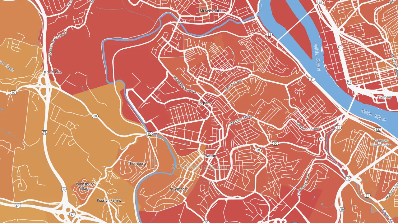Ingram, PA Map of Vehicle Theft Rates