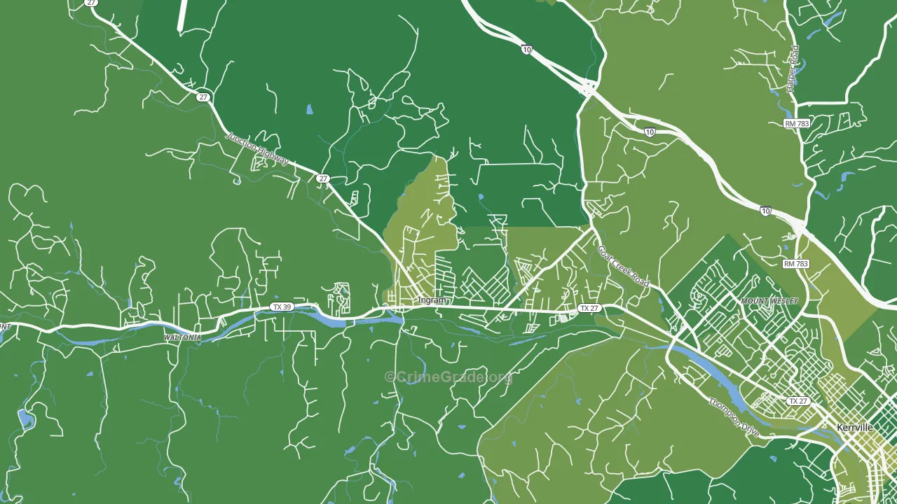Ingram, TX Map of Vehicle Theft Rates