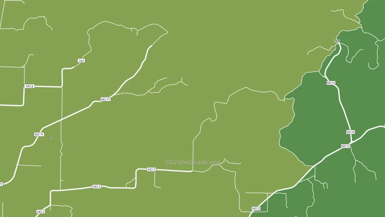 Ink, MO Map of Vehicle Theft Rates