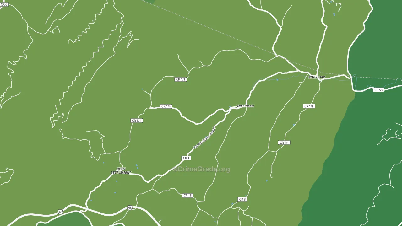 Inkerman, WV Map of Vehicle Theft Rates
