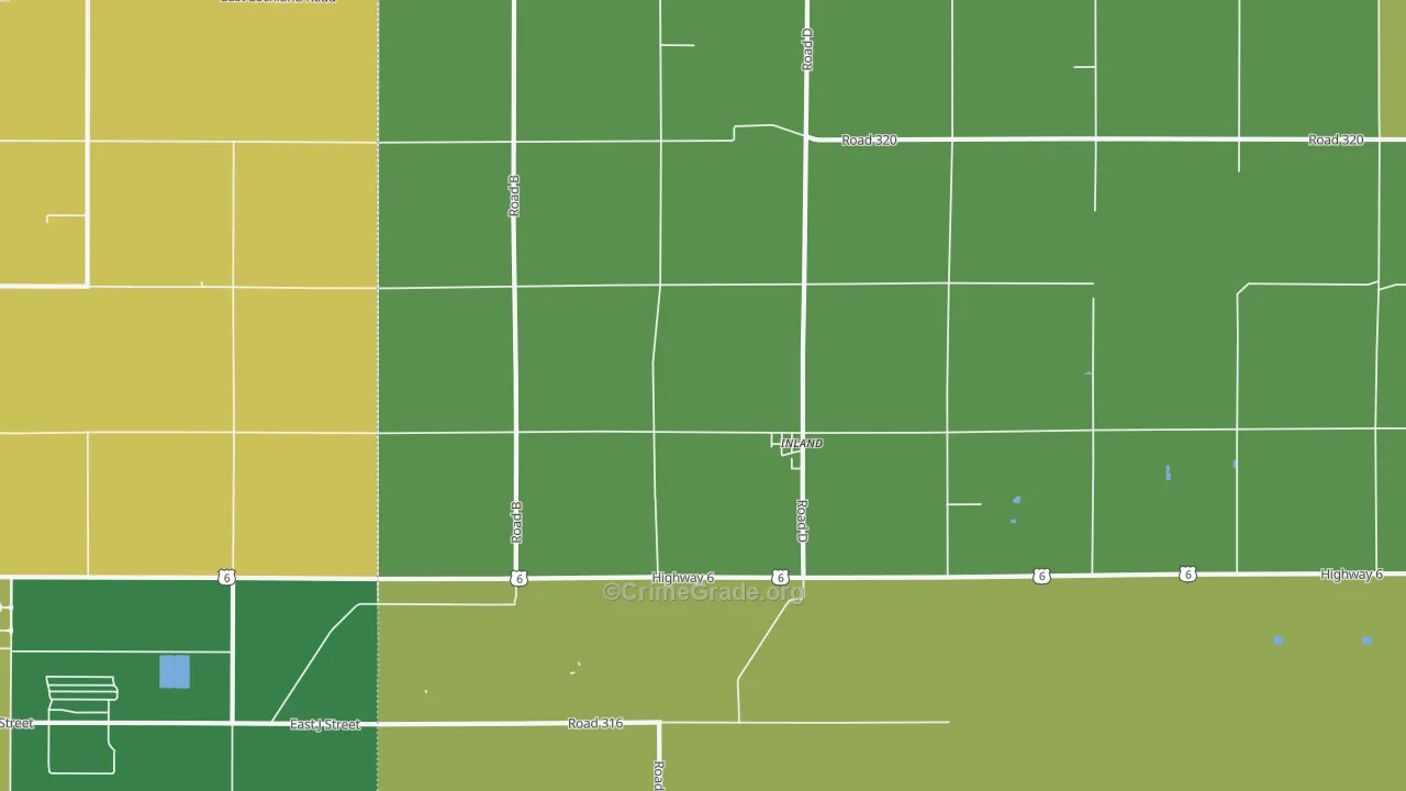 Inland, NE Map of Vehicle Theft Rates