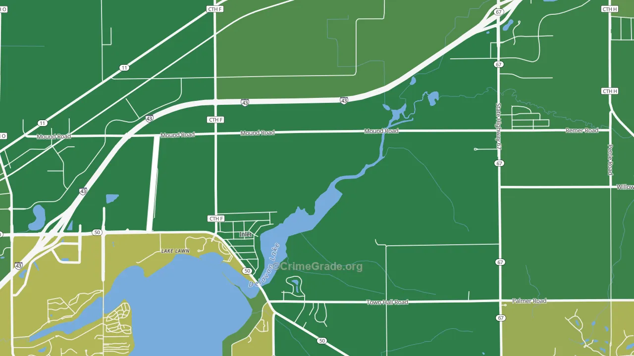 Inlet, WI Map of Vehicle Theft Rates
