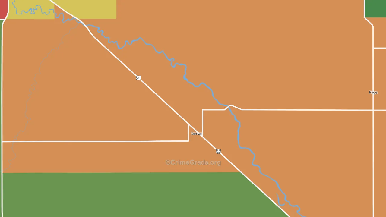 Inman, NE Map of Vehicle Theft Rates