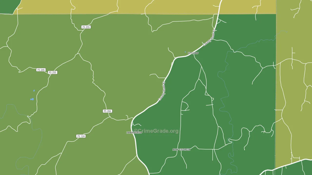 Inmanfield, AL Map of Vehicle Theft Rates