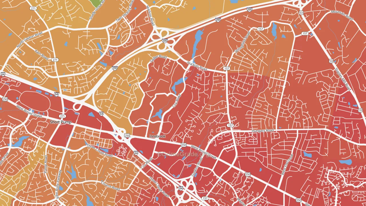 Innsbrook, VA Map of Vehicle Theft Rates