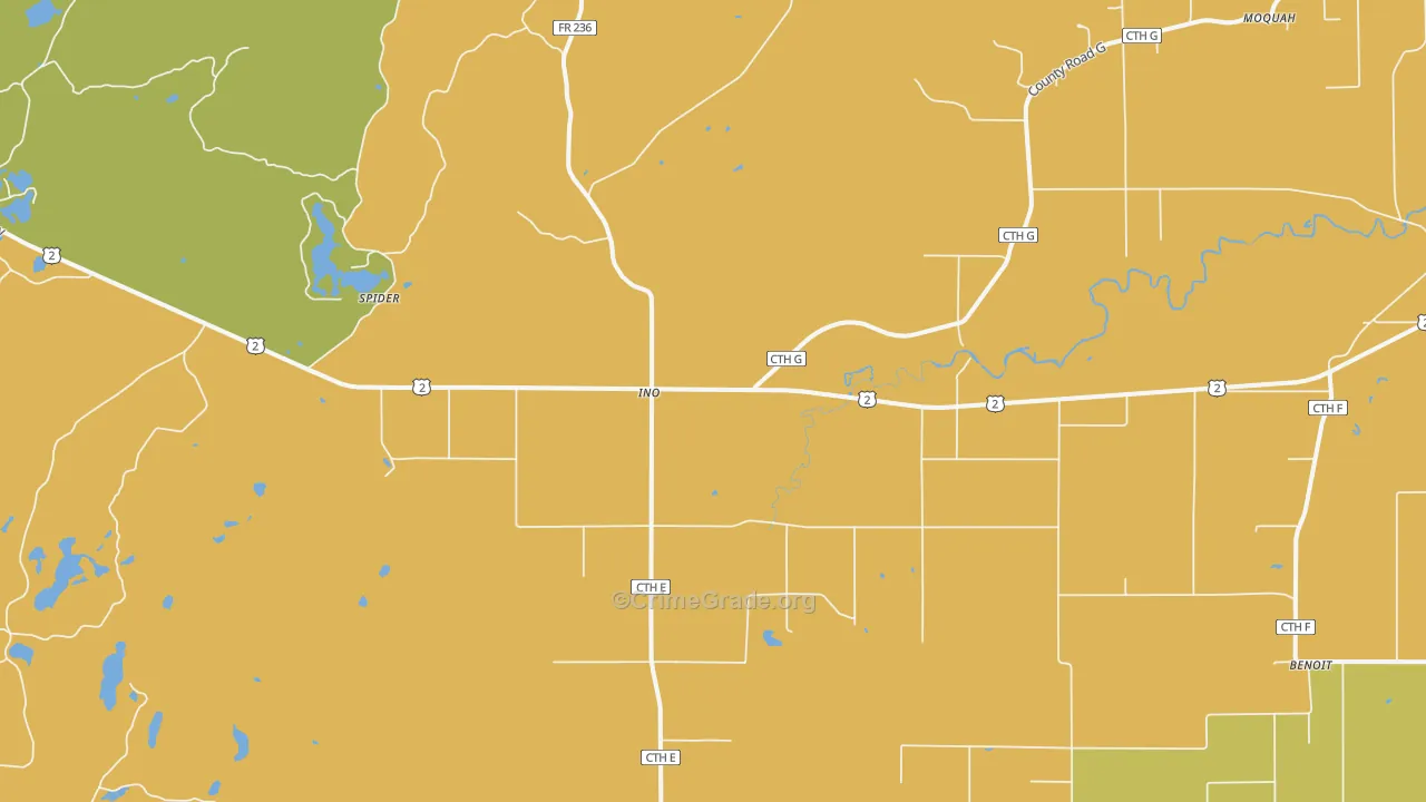 Ino, WI Map of Vehicle Theft Rates