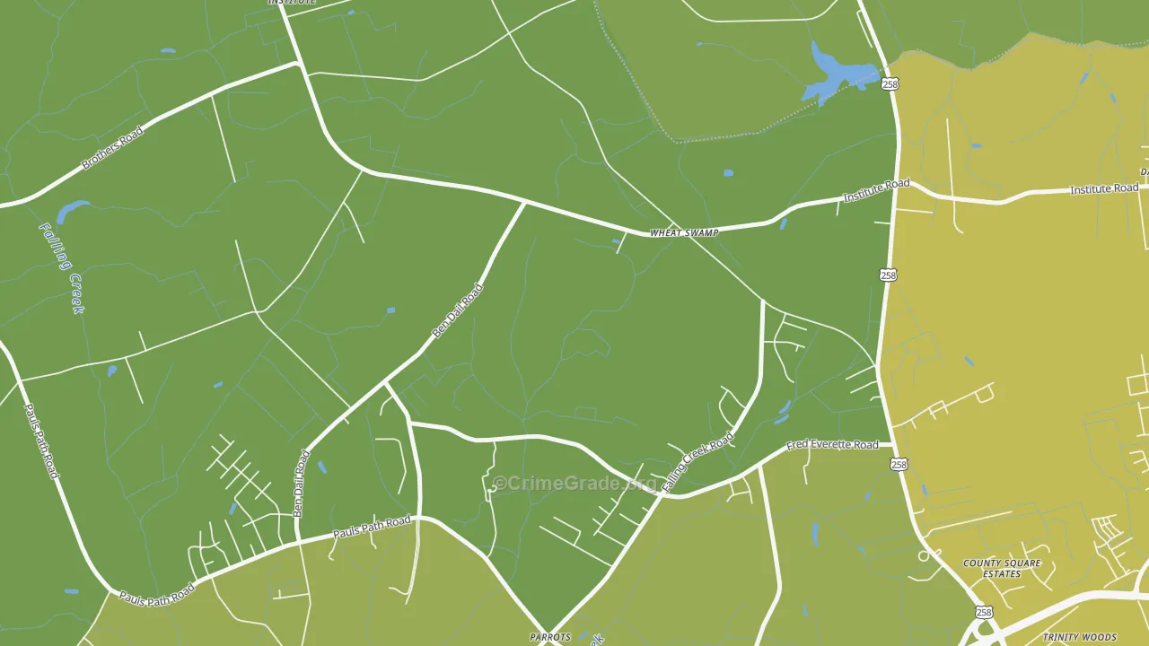 Institute, NC Map of Vehicle Theft Rates