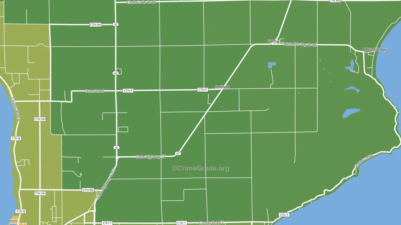 Institute, WI Map of Vehicle Theft Rates