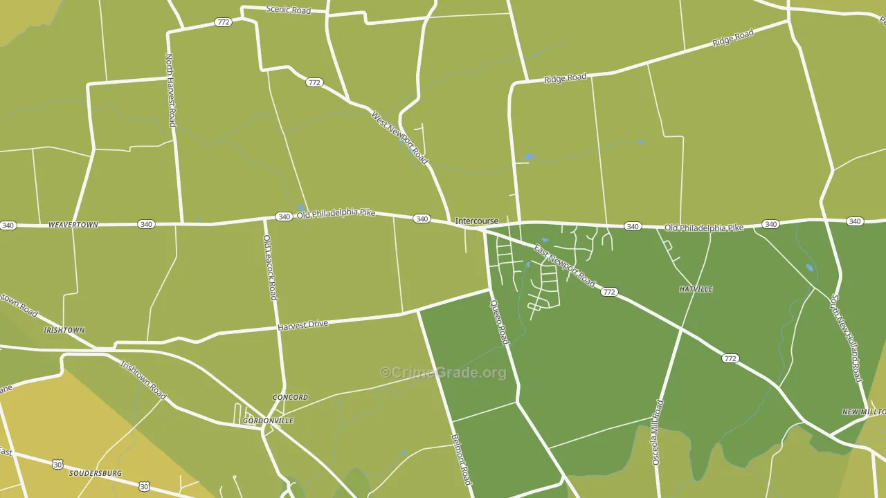 Intercourse, PA Map of Vehicle Theft Rates