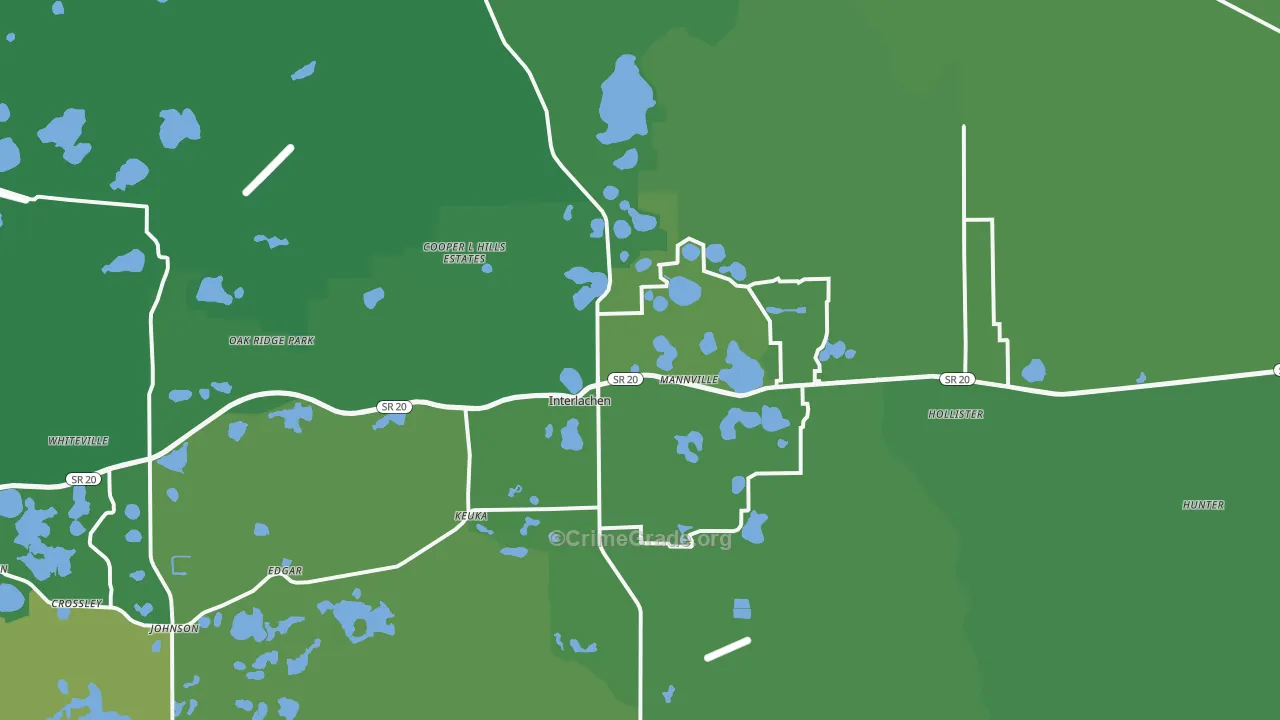 Interlachen, FL Map of Vehicle Theft Rates