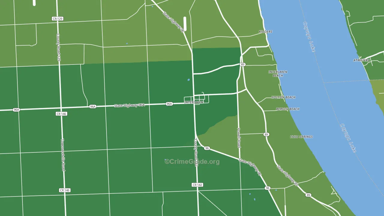 Interlaken, NY Map of Vehicle Theft Rates