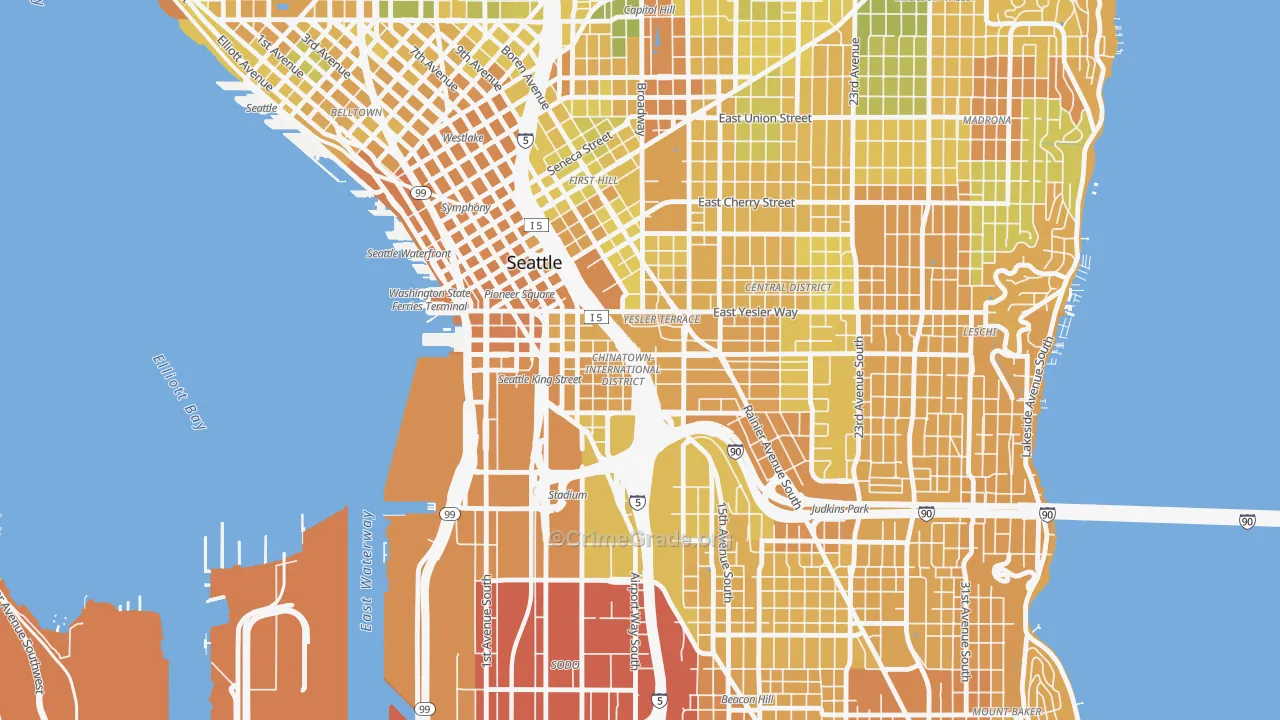 International District, Seattle, WA Map of Vehicle Theft Rates