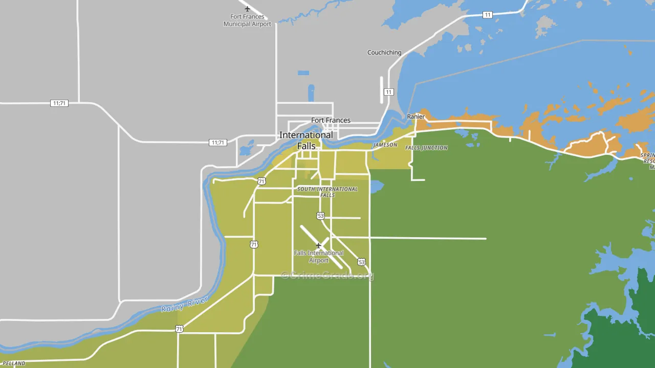 International Falls, MN Map of Vehicle Theft Rates