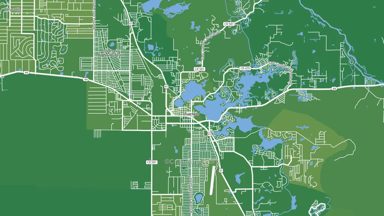 Inverness, FL Map of Vehicle Theft Rates