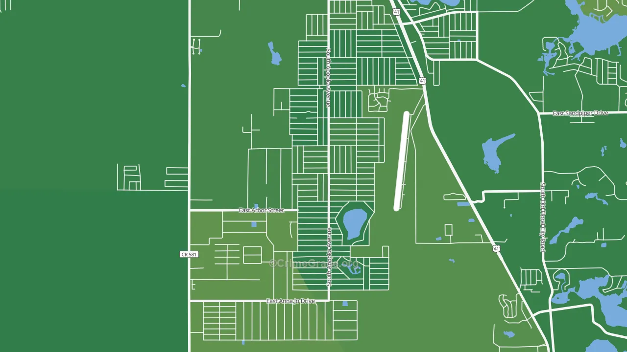 Inverness Highlands South, FL Map of Vehicle Theft Rates