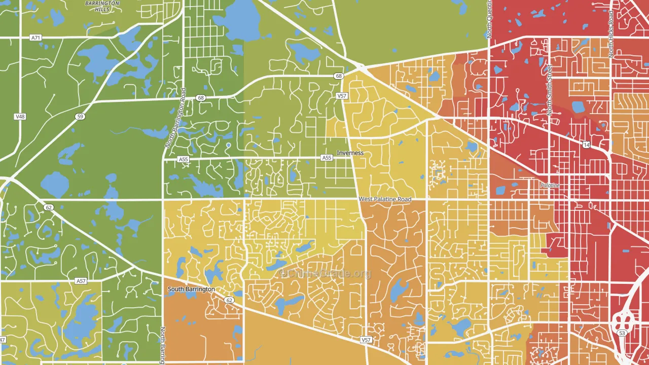 Inverness, IL Map of Vehicle Theft Rates