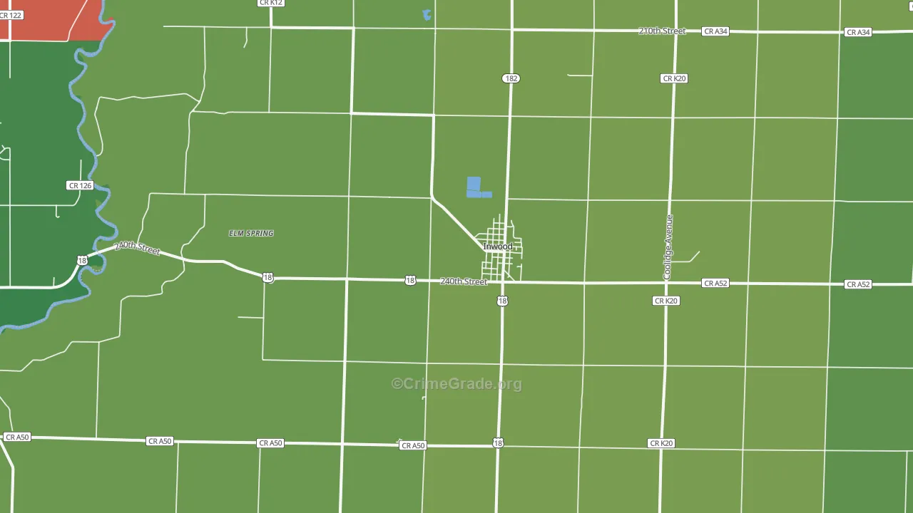 Inwood, IA Map of Vehicle Theft Rates