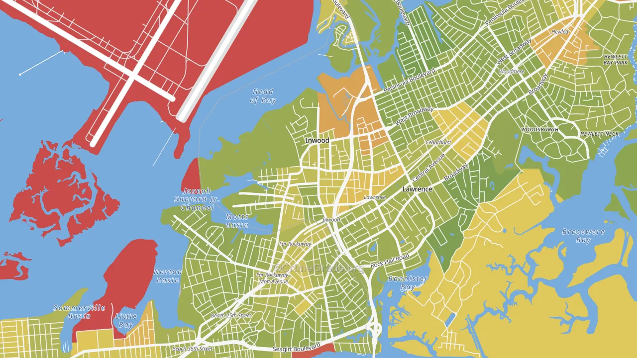 Inwood, NY Map of Vehicle Theft Rates