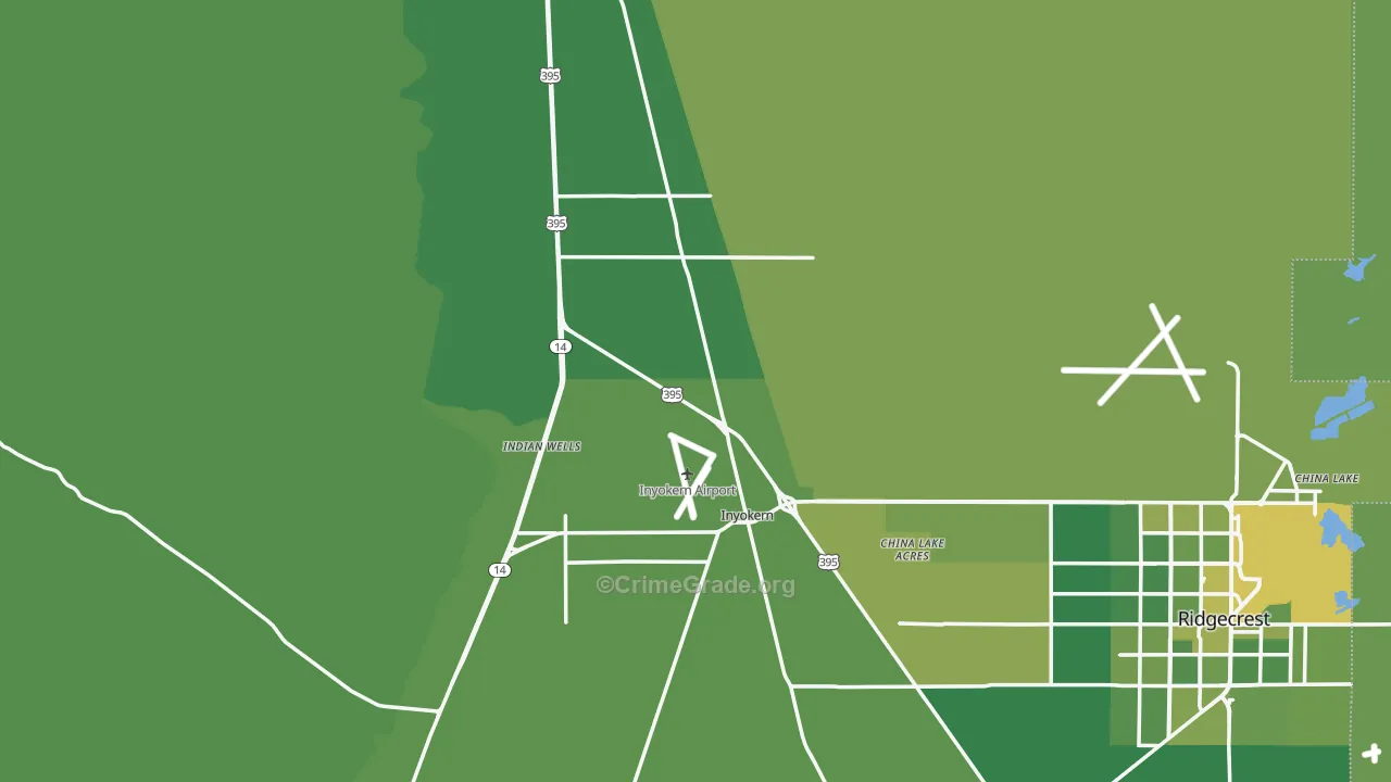 Inyokern, CA Map of Vehicle Theft Rates