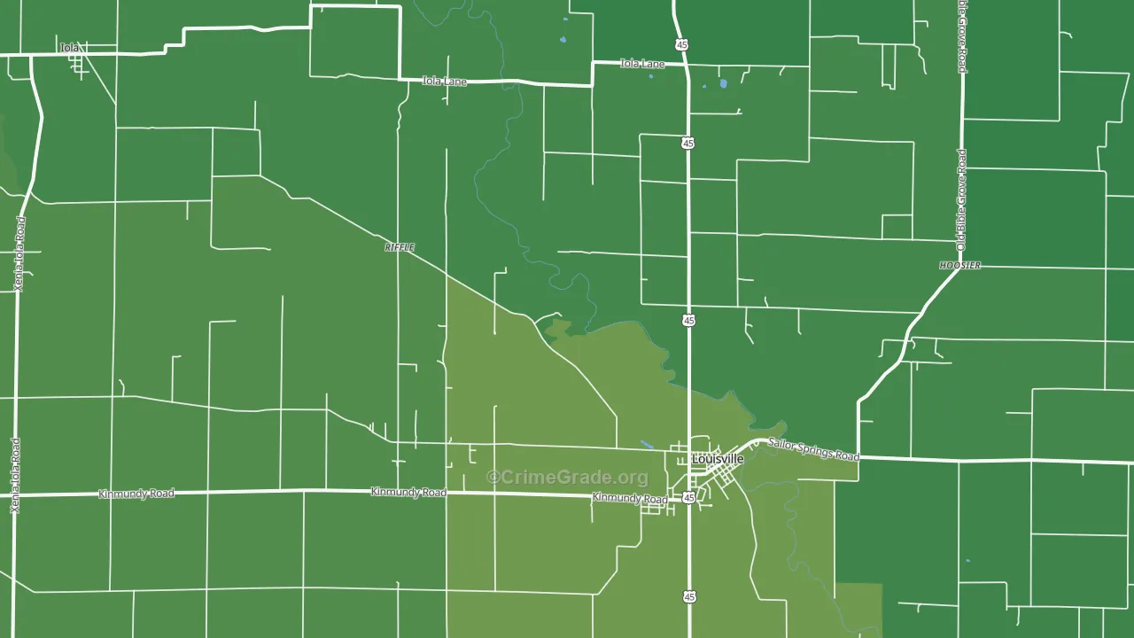 Iola, IL Map of Vehicle Theft Rates
