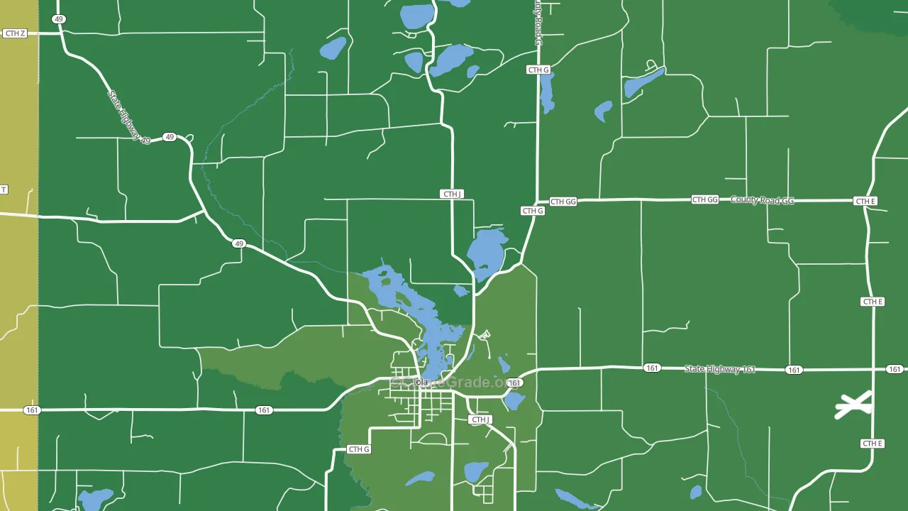 Iola, WI Map of Vehicle Theft Rates