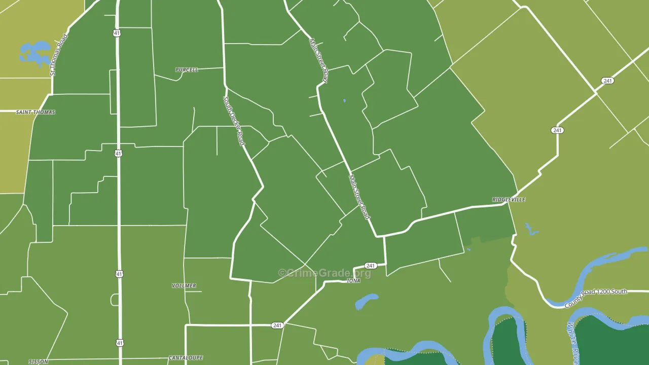 Iona, IN Map of Vehicle Theft Rates