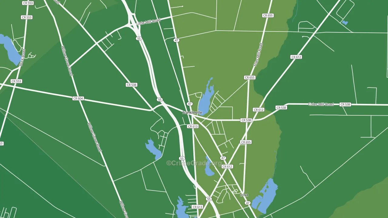 Iona, NJ Map of Vehicle Theft Rates