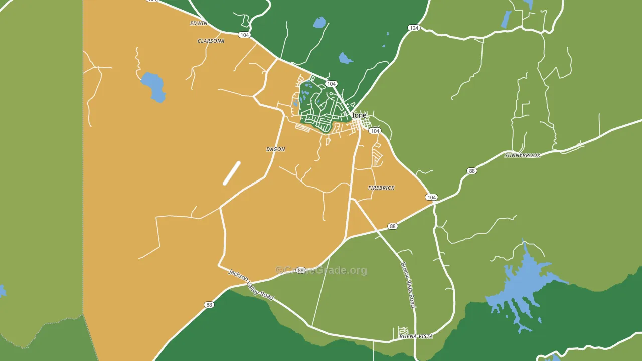 Ione, CA Map of Vehicle Theft Rates