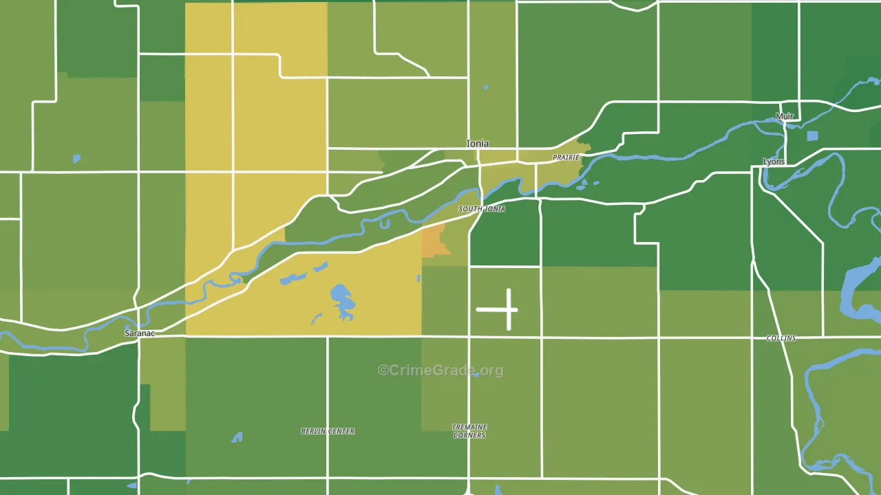 Ionia County, MI Map of Vehicle Theft Rates