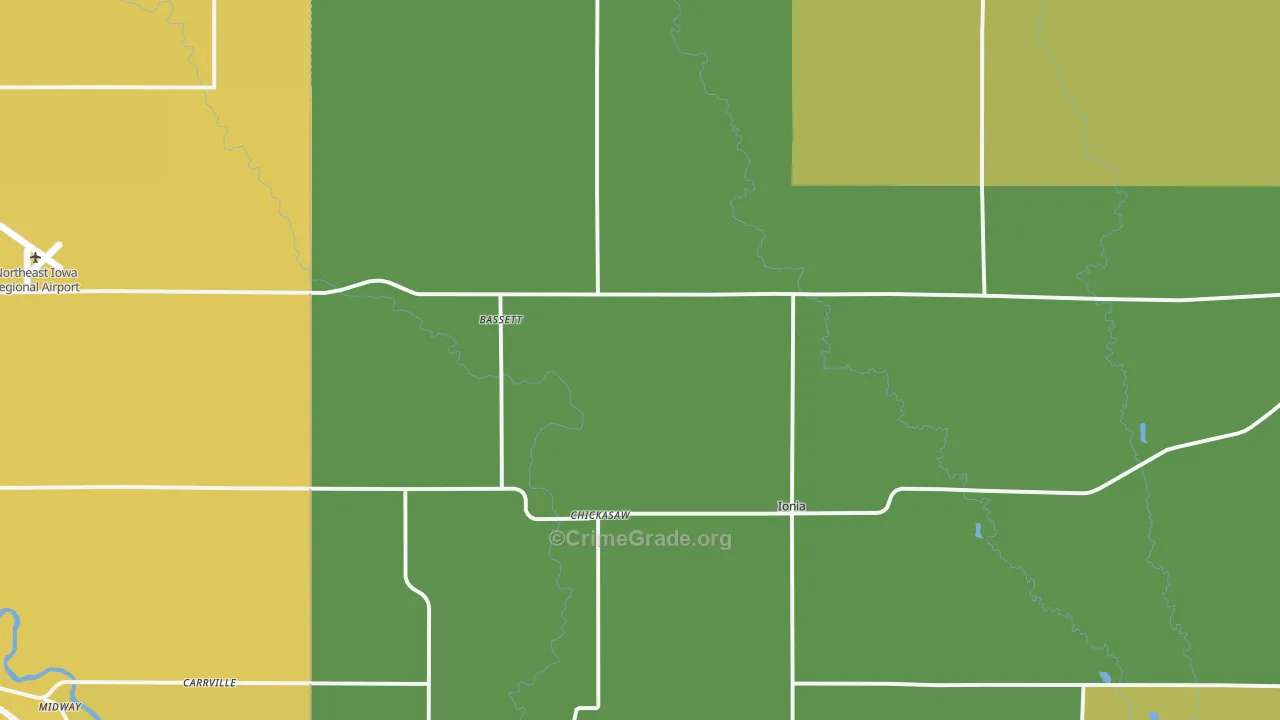 Ionia, IA Map of Vehicle Theft Rates