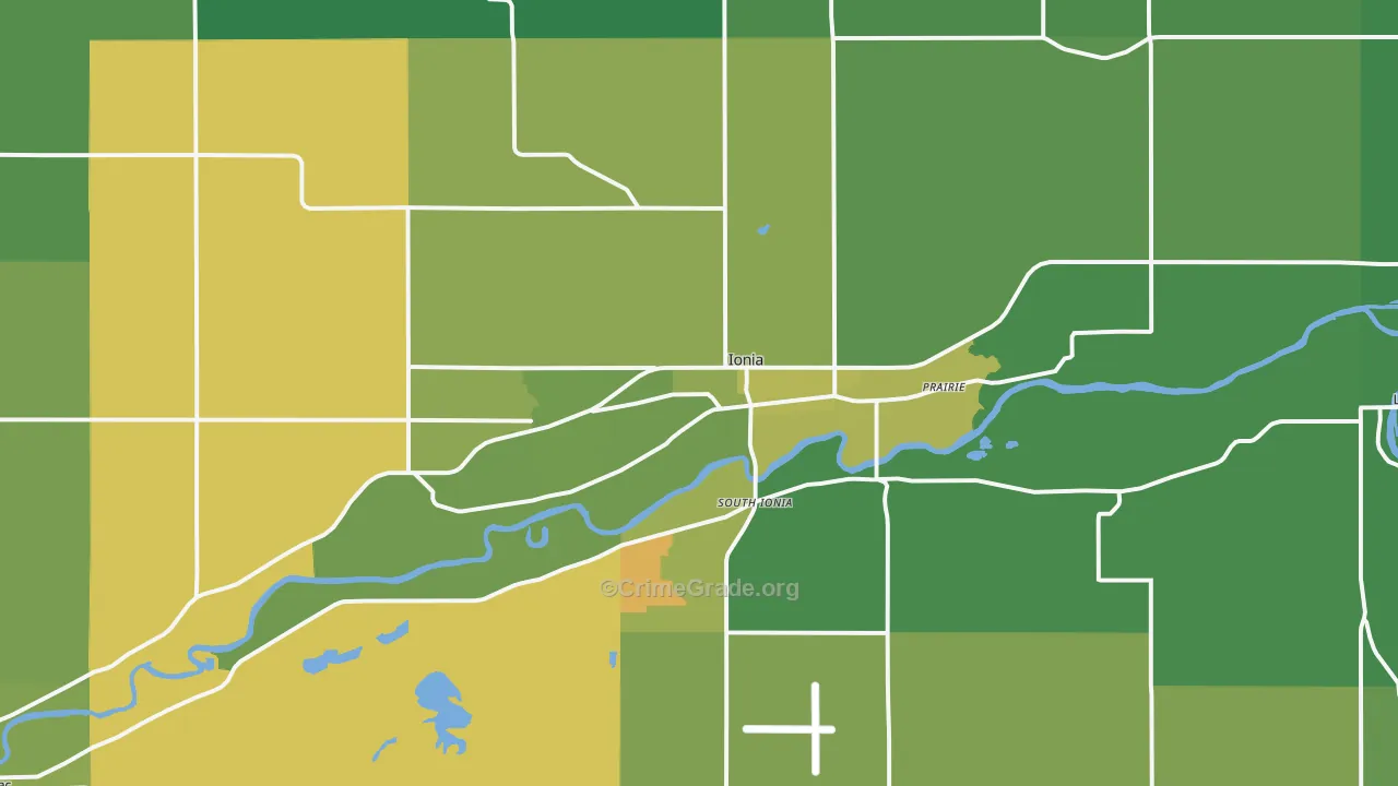Ionia, MI Map of Vehicle Theft Rates