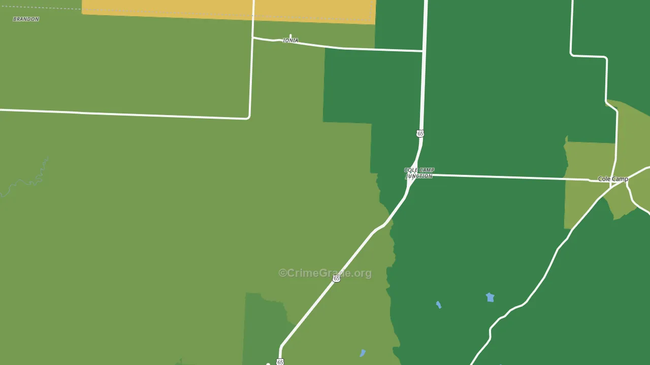 Ionia, MO Map of Vehicle Theft Rates