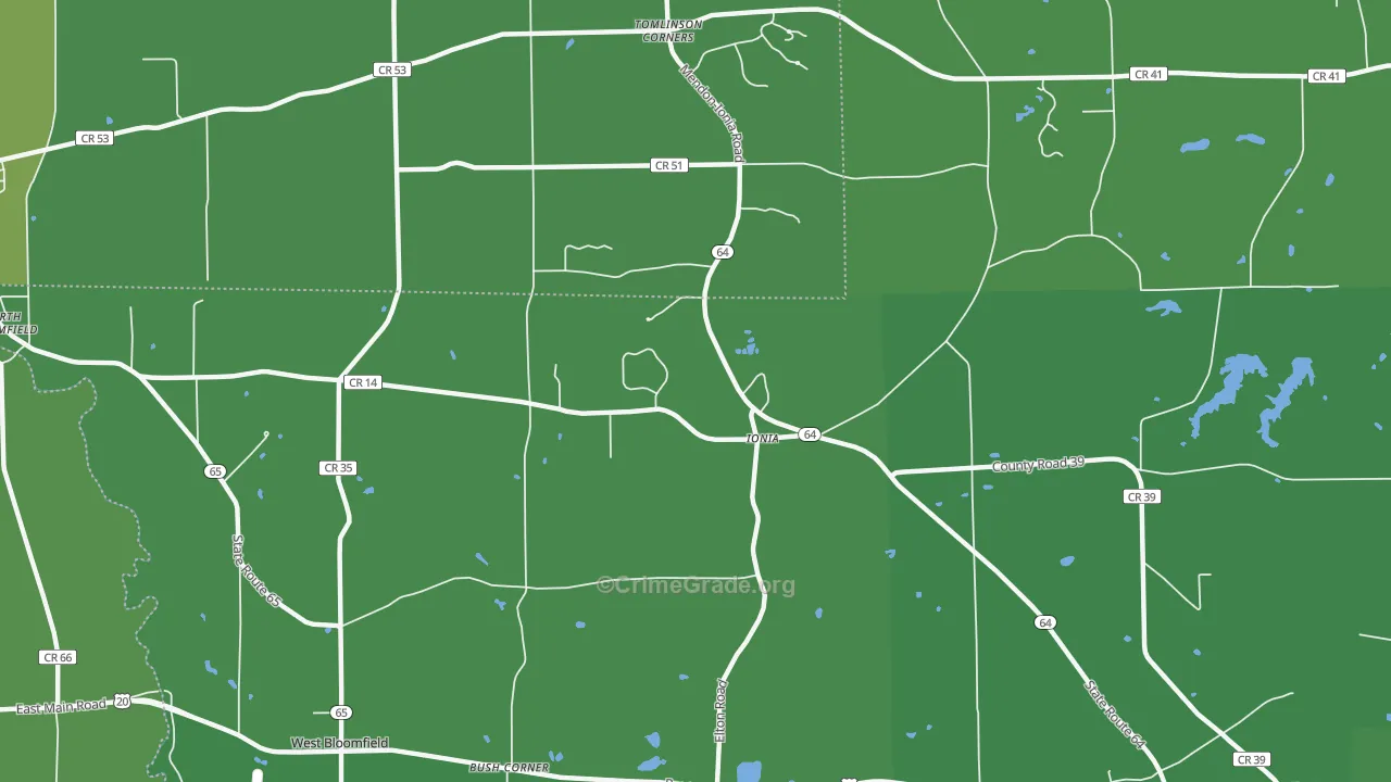 Ionia, NY Map of Vehicle Theft Rates