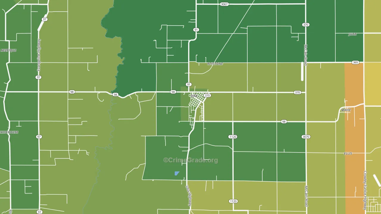 Iota, LA Map of Vehicle Theft Rates