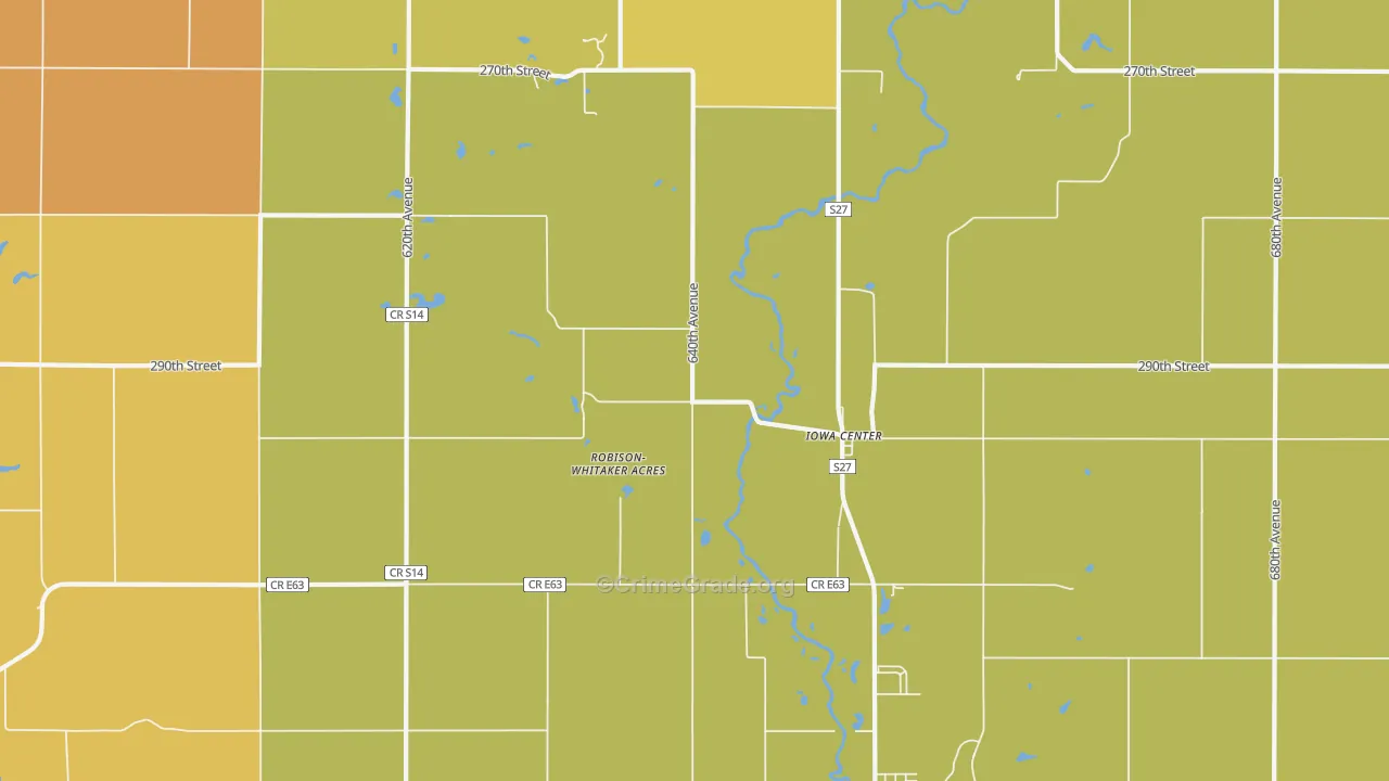 Iowa Center, IA Map of Vehicle Theft Rates