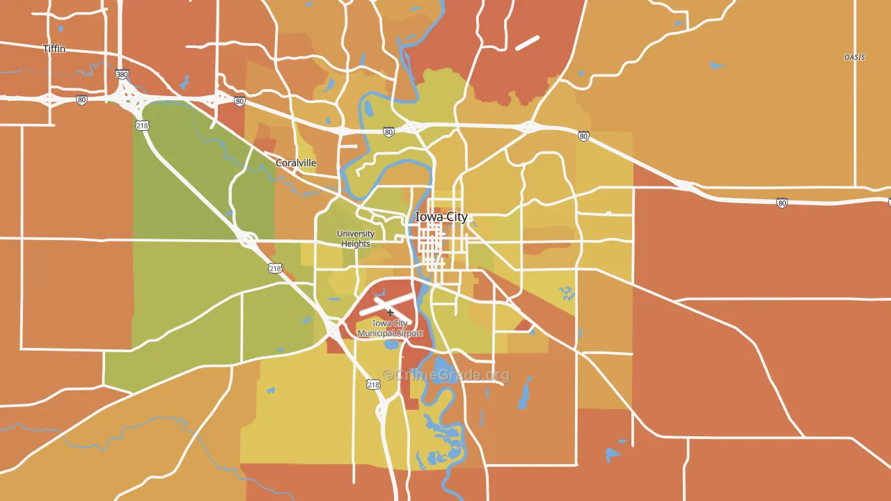 Iowa City, IA Map of Vehicle Theft Rates