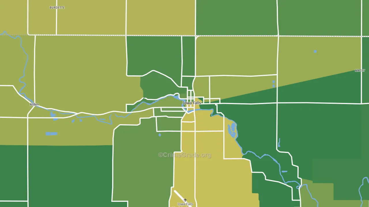 Iowa Falls, IA Map of Vehicle Theft Rates