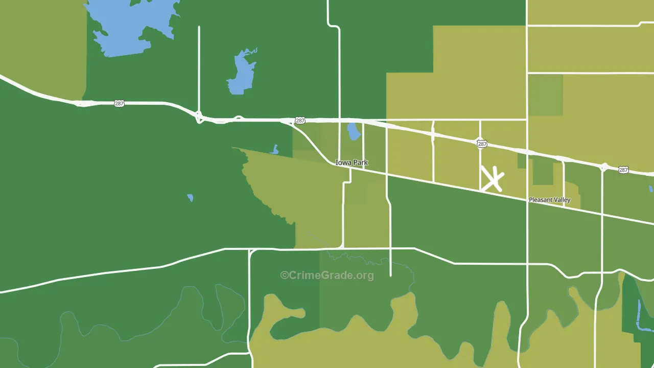 Iowa Park, TX Map of Vehicle Theft Rates