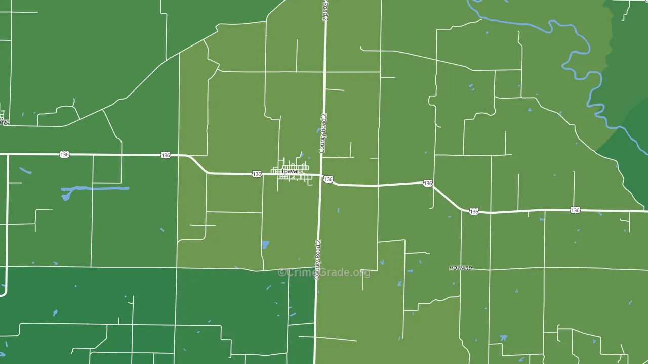 Ipava, IL Map of Vehicle Theft Rates