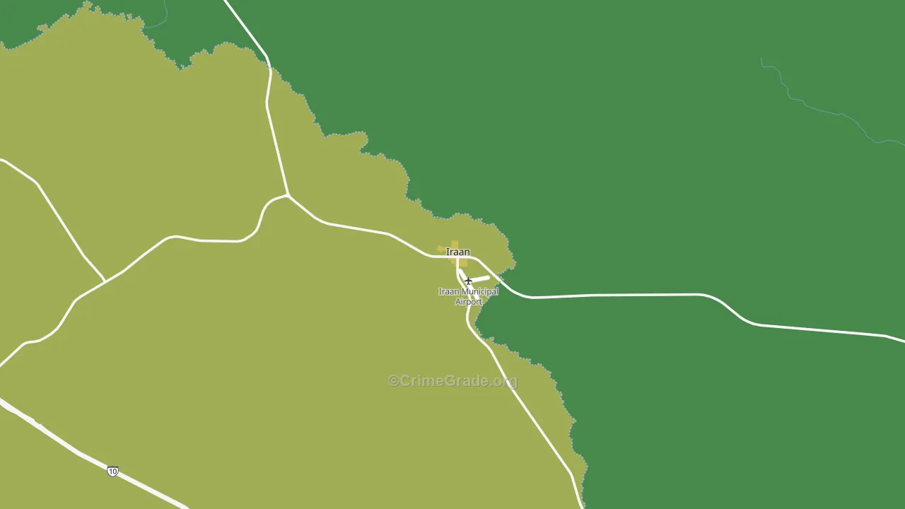 Iraan, TX Map of Vehicle Theft Rates