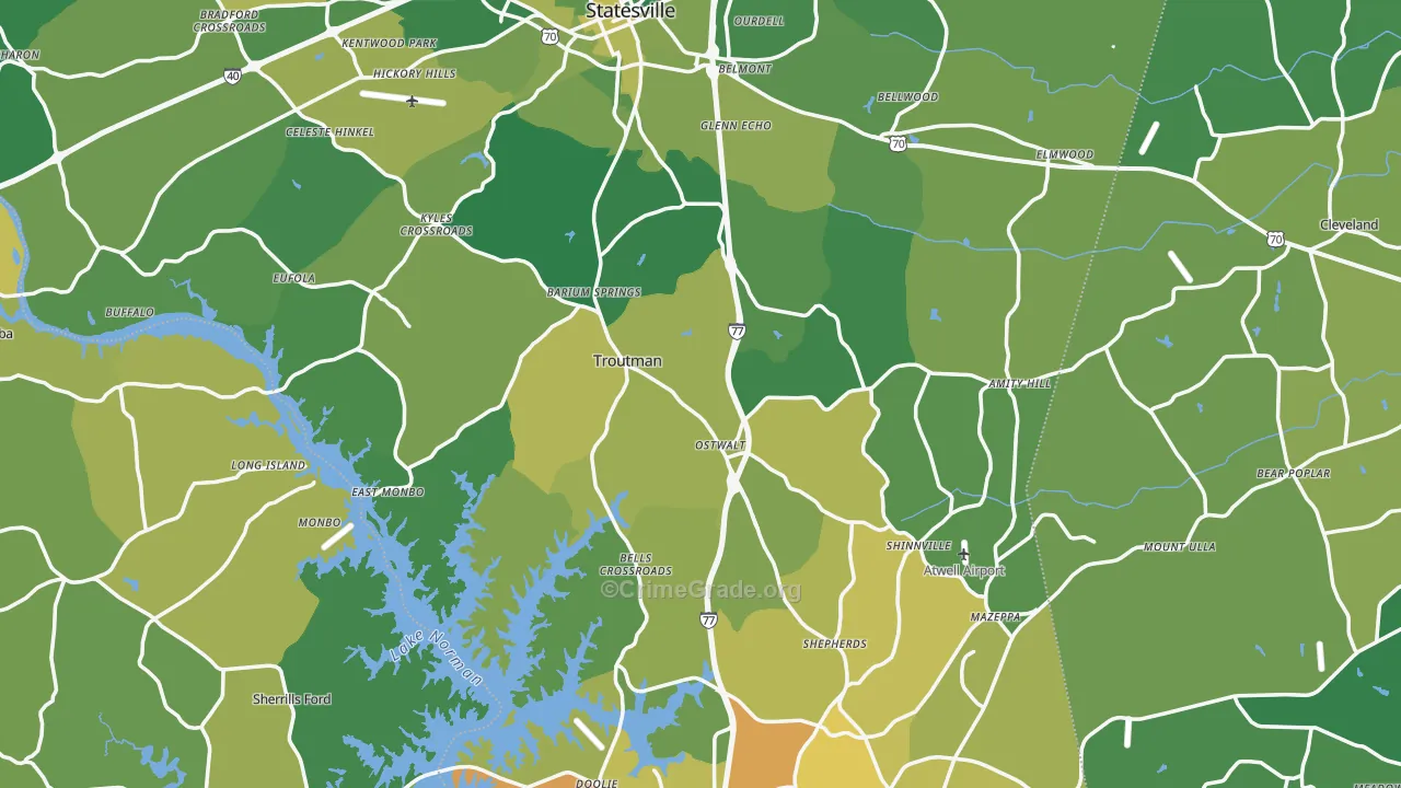 Iredell County, NC Map of Vehicle Theft Rates