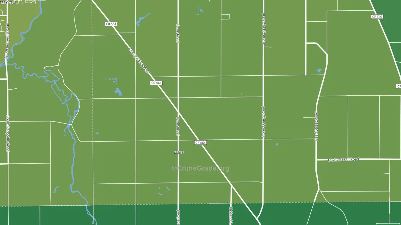 Irene, IL Map of Vehicle Theft Rates