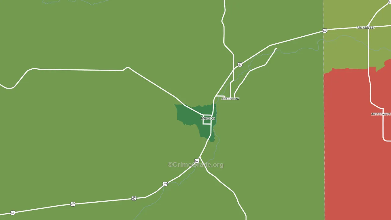 Irion County, TX Map of Vehicle Theft Rates